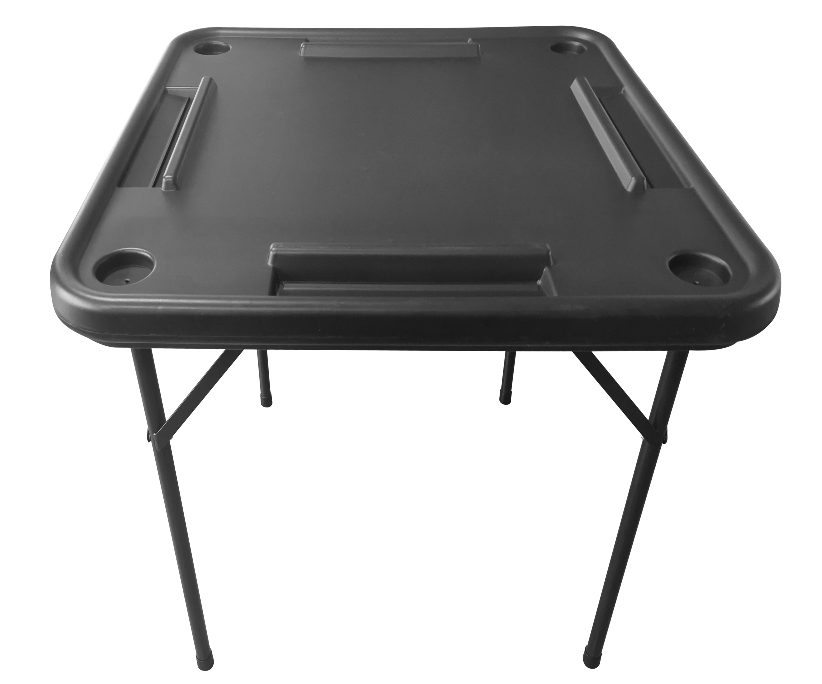 Bene Casa Foldable Domino Table with Built-In Drink Holders, 38 x 38, Black