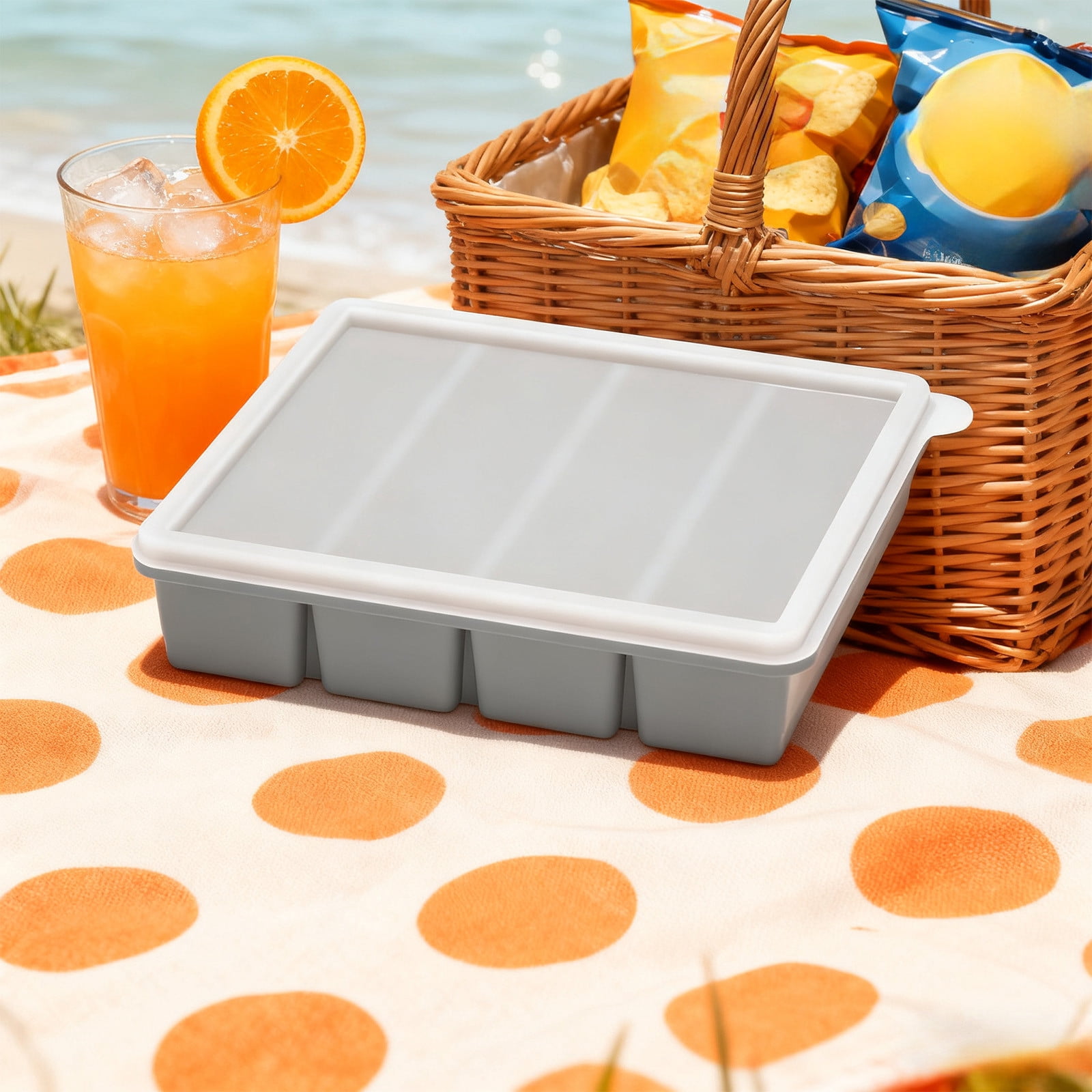 Yannianjz Large Ice Cubes Silicone Molds, Food Grade BPA-Free Ice Tray, Ice Making Box with Lid for Refrigerator, Freezer, Household
