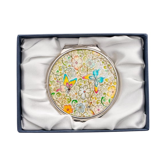 February Mountain Espejo compacto de doble aumento de nácar - Regalos para mujeres, mamá y hermana - Idea única de cumpleaños y Navidad - Elegante y apto para viajes