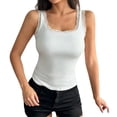 thumbnail image 2 of White Women Built-in Bra Tank Tops Ribbed Nylon,Spandex Sleeveless Camisole Tops 2026 Summer Basic Blouses Basic Tank Tops for Women S, 2 of 7