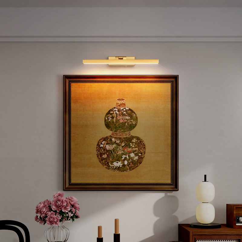 TICOZE 16 Inch Gold Wireless Dimmable LED Bathroom Vanity Light with Remote - Modern Wall Sconce for Over Mirror, 3CCT Adjustable, Battery Powered Fixture for Bathroom, Bedroom, Hallway