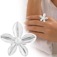 thumbnail image 2 of Instagram Cool Wind Irregular Anillo de apertura de la gota de agua Moda Textura Flor Perla Anillo, 2 of 5