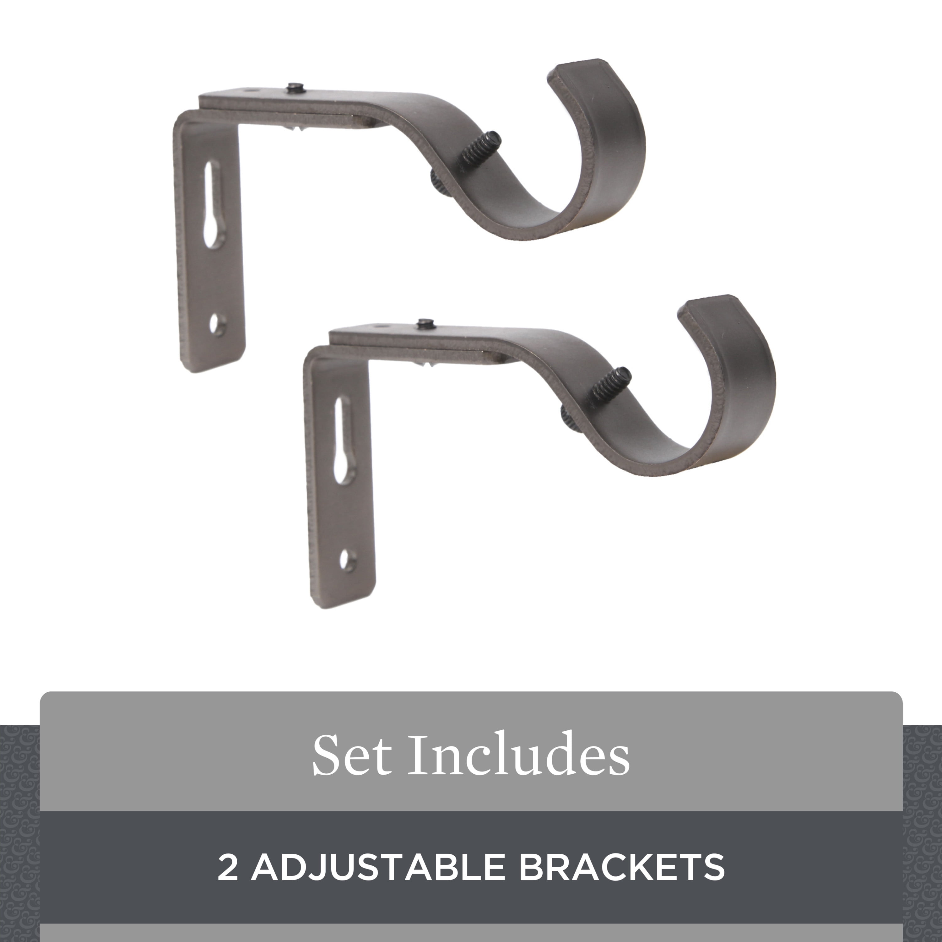 Better Homes & Gardens Plated Metal Adjustable Curtain Rod Brackets in Bronze, 3/4 to 1 Inch Diameter