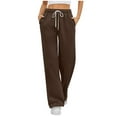 thumbnail image 2 of Women's Casual Solid Color Lace Up Straight Leg Sports Slacks2, 2 of 6