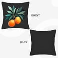 thumbnail image 6 of Set of 2 Decorative Throw Pillow Covers 18x18in - Vibrant Black Background with Green Leaf Branch and Orange Fruits Design for Couch Bed Car, 6 of 8