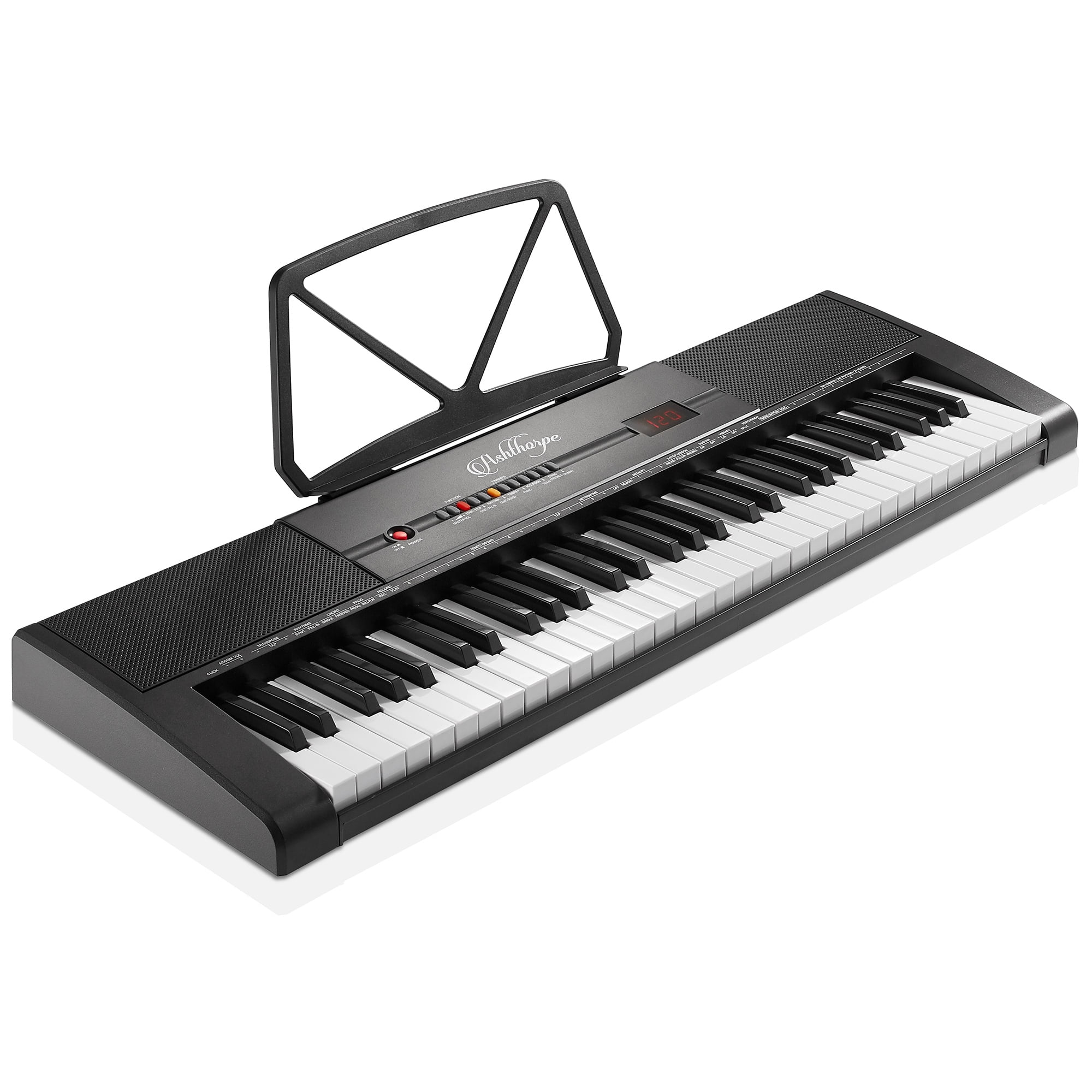 Ashthorpe 61-Key Digital Electronic Keyboard Piano, Portable Beginner Kit with Stand and Stool