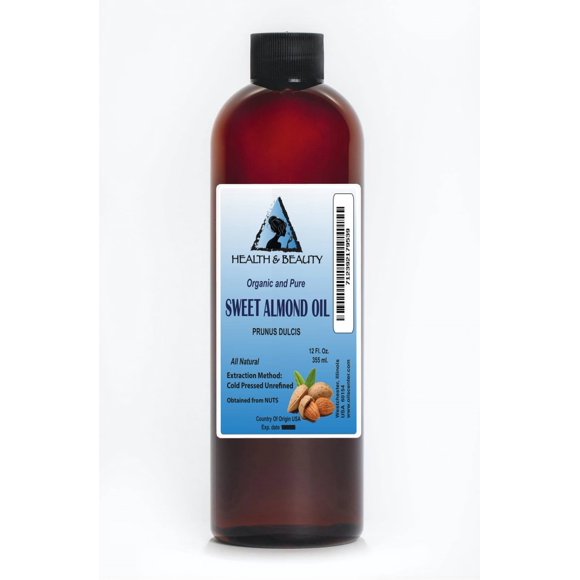 Sweet almond oil unrefined organic carrier cold pressed 100% pure 12 oz