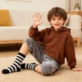 thumbnail image 6 of Balabala Boys Lightweight Crew Socks, Breathable Cotton Blend, Soft Striped Casual School Socks, 5-Pack, 6 of 6