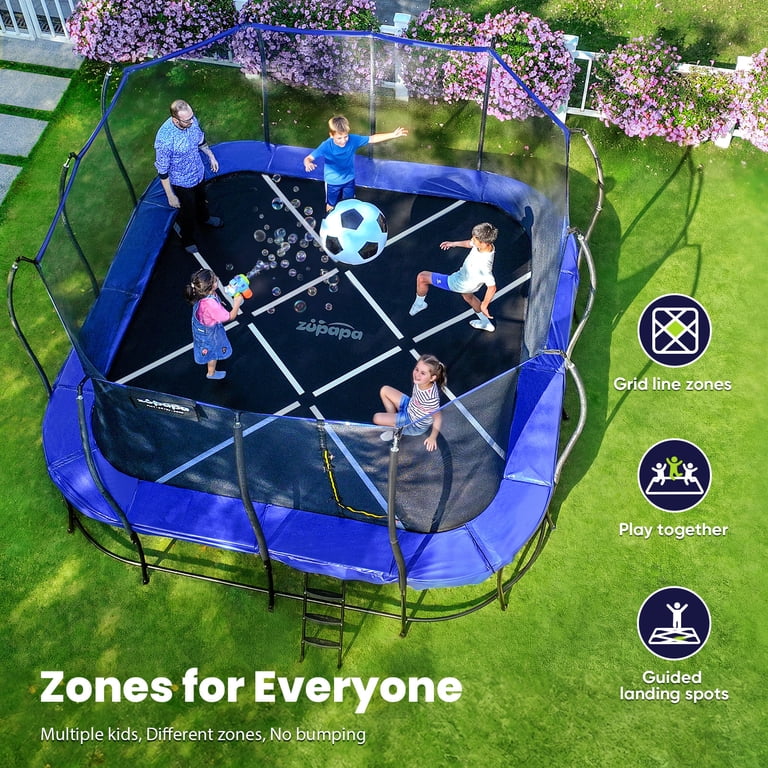 Zupapa 14x14 FT Square Trampoline for Kids & Adults, Outdoor Heavy