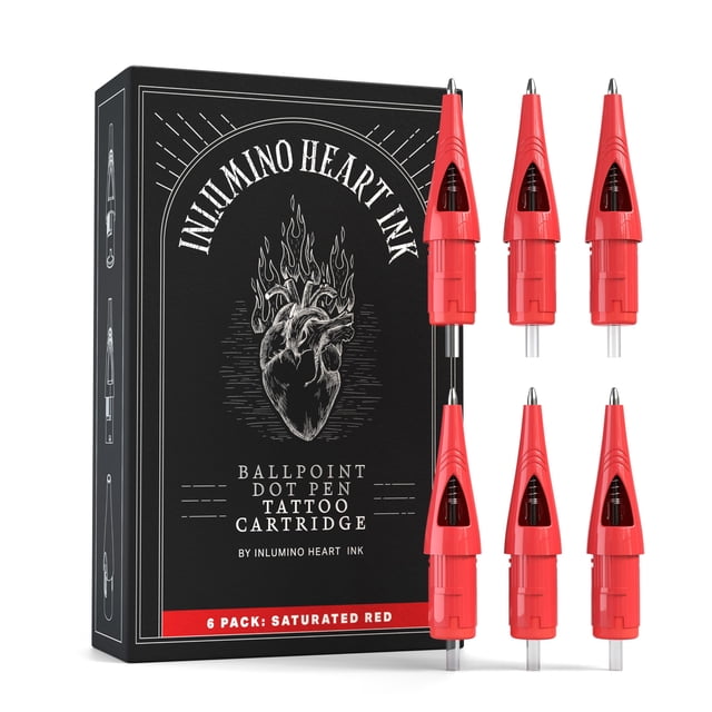 Cartuchos para bolígrafo Inlumino Heart Ink, tinta roja saturada, paquete de 6