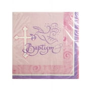 Pink Faithful Dove Baptism Lunch Napkins, 24 Count