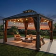 thumbnail image 5 of 10Ft x 12Ft Dual-Layer Roof Gazebo with Mosquito Netting, Rust-Resistant, Integrated Drainage, Ideal for Patio & Deck, 5 of 6