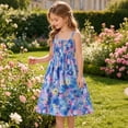 thumbnail image 5 of YHAJDS Girls Cotton Spaghetti Strap Dress Printed Beach Vacation Dress with Bag Set Daily Summer Sundress, 5 of 8