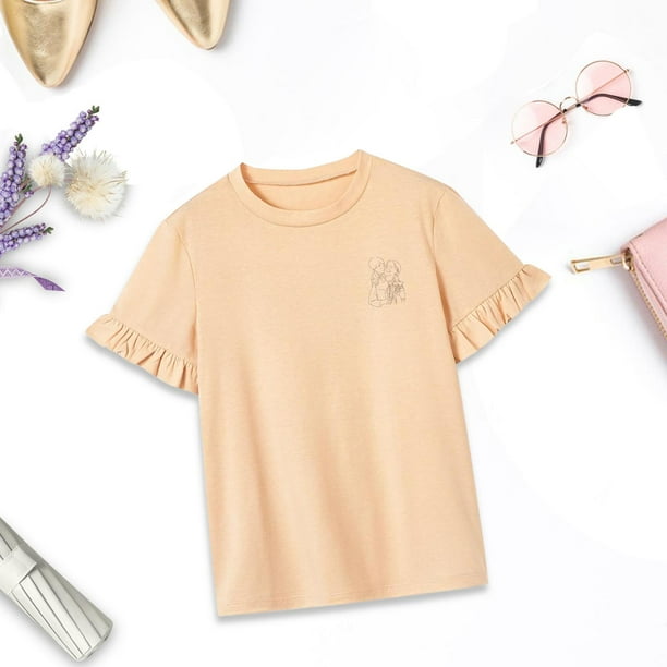 Camiseta para mujer con cuello redondo, camiseta básica de moda para uso diario, viaje de vacaciones SG