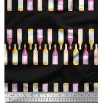 Soimoi Black Cotton Voile Fabric Bottle Bar Printed Fabric 1 Yard 42 Inch Wide