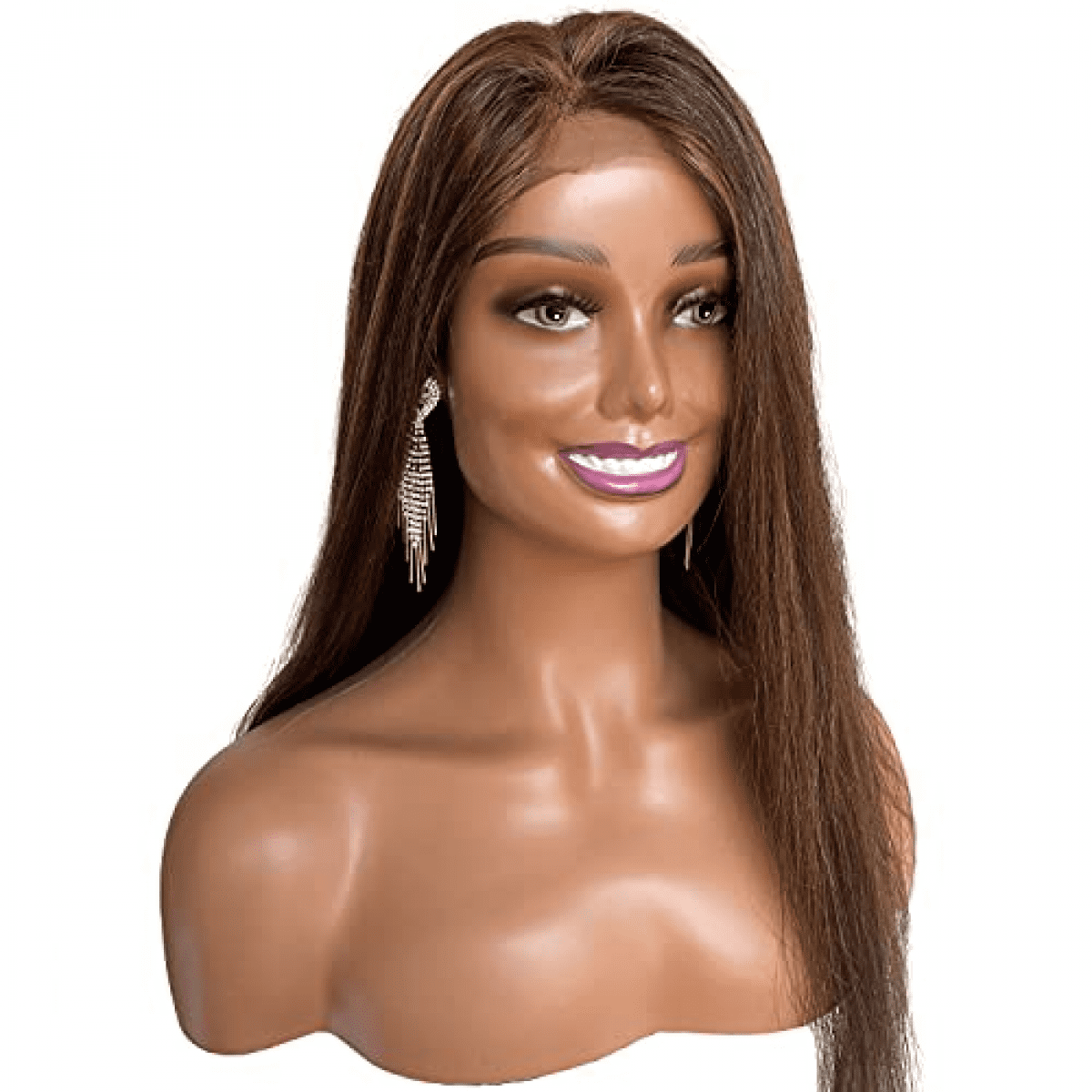 17-inch Female Mannequin Head Form with Eyelashes and Lips Display Stand  for Wigs, Hats, Jewelry