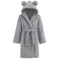 thumbnail image 6 of Women's Flannel Heart Print Hooded Bathrobe,Plush Belted Long Robe with Cozy Fleece Fabric for Autumn Winter Season, Cold Weather Comfort, Home Spa,Self-Care Moments and Sweet Cute Loungewear Grey L, 6 of 6