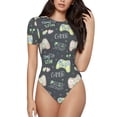 thumbnail image 1 of Balery Gamers Body de cuello redondo de manga corta para mujer Tops de manga corta Tops básicos-Large, 1 of 7
