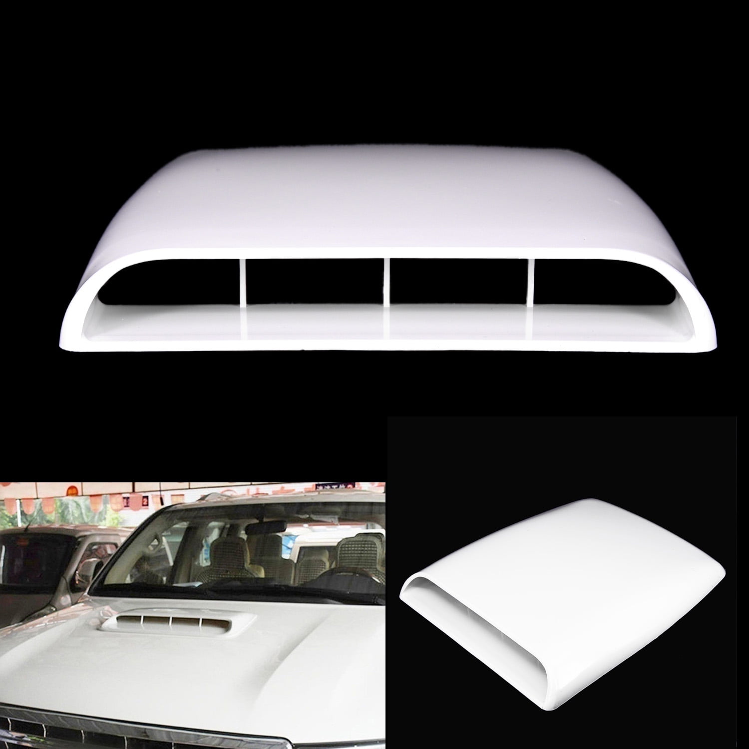 White Car Decorative Air Flow Intake Hood Scoop Sticker Bonnet Cover Universal