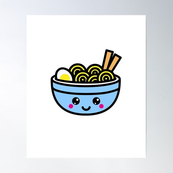 Cute Kawaii Ramen Noodles Poster Wall Art, Modern Wall Decor For Living Room Bedroom, 8x12 UNFRAMED