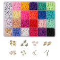 thumbnail image 3 of Flat Round Polymer Clay Spacer Beads Kit Charms Elastic String Lobster Clasp Box, 3 of 5