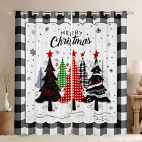 jejeloiu Marry Christmas Black Out Curtains,Red Xmas Pine Curtains Pack of 2 (42x63 Each),Happy New Year Bedroom Curtains,Super Cozy Bedroom Decor