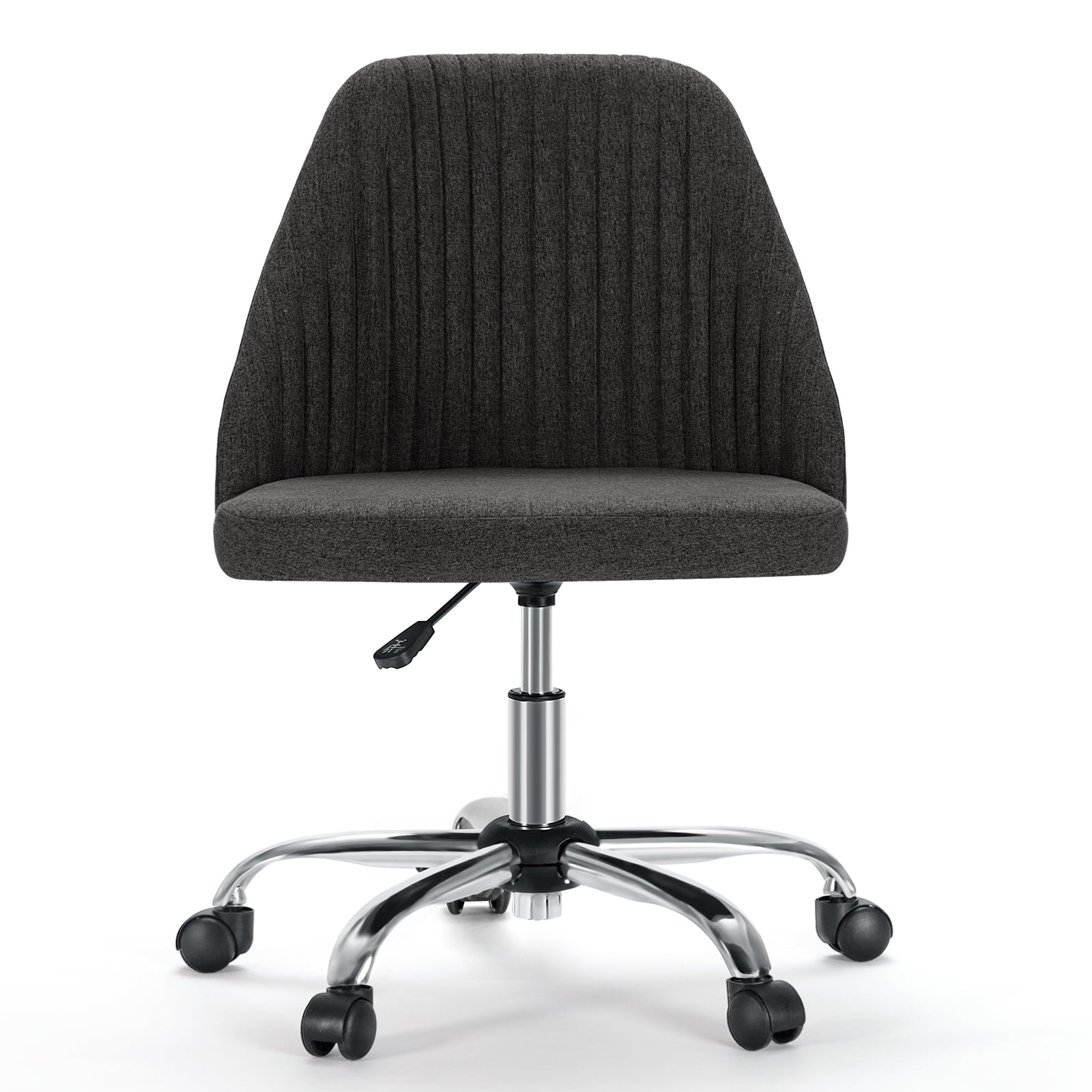 JOINSUN Mid-Back Vanity Chair, Adjustable Rolling Chair, Armless Modern Design for Home Office, Makeup & Small Spaces - Light Gray