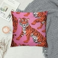thumbnail image 2 of JEUXUS  Pink Tigers Pillow Covers Decorative Throw Pillowcase Square Couch Cushion Cover for Home Decor Sofa Living Room Bed Car Sofa, 2 of 5