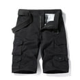 thumbnail image 2 of YLSDY Men's Summer Outdoor Travel Hiking Shorts Straight Fit Bermuda Shorts with Belt Solid Color Multi-Pockets Cargo Shorts Black XXXL, 2 of 8