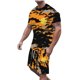 thumbnail image 2 of Conjunto de blusa y pantalones de manga corta con estampado 3D de camiseta de cuello redondo de Halloween informal para hombres Pompotops oipoqjl35811, 2 of 7