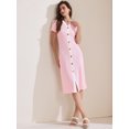 thumbnail image 2 of DARING DIVA Striped Ribbed Knit Short Sleeve Midi Dress XS Pink, 2 of 6