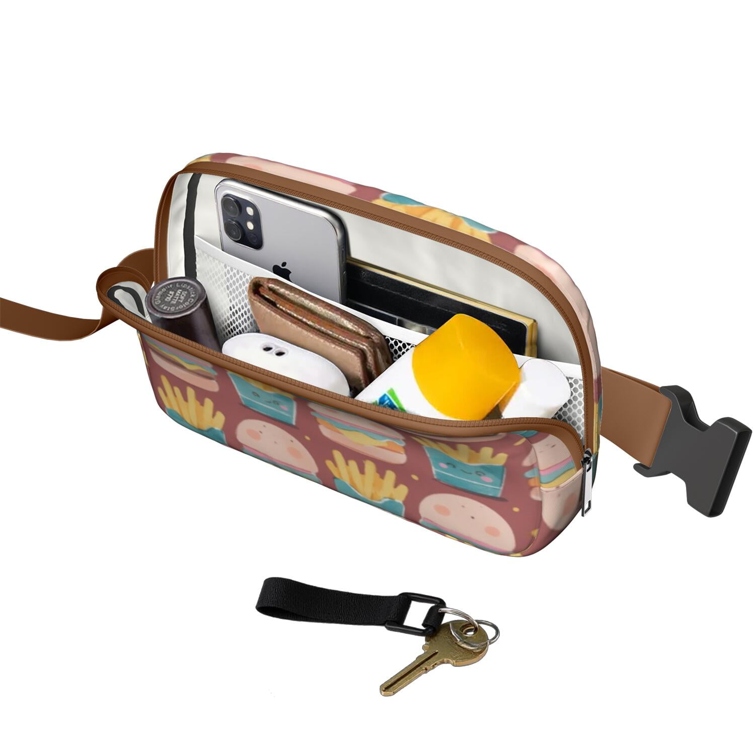 Crossbody Fanny Pack for Men&Women Fashionable Waterproof Fanny Pack with Adjustable Strap for Outdoors Workout Traveling French Frie Sporty Waist Pack