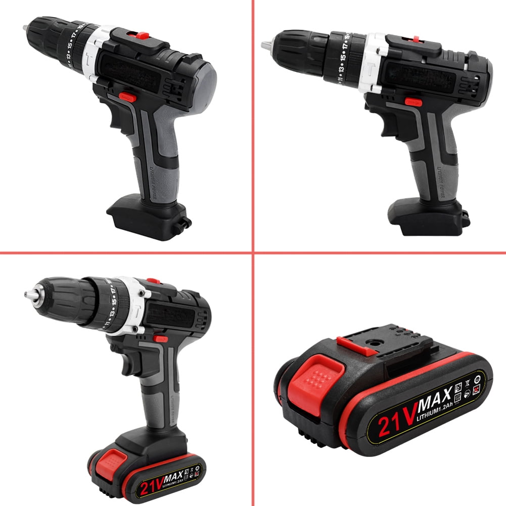 21V Multifunctional Impact Electric Cordless Drill Screwdriver, 3 in 1 High-Power Lithium Battery Wireless Rechargeable Hand Drills Brush Motor Adjustment 25 Gears of Torques Adjustable