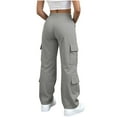 thumbnail image 5 of FAIWAD Cargo Pants Women Elastic High Waisted Lightweight Trousers Hiking Travel Streetwear with Pockets, 5 of 9