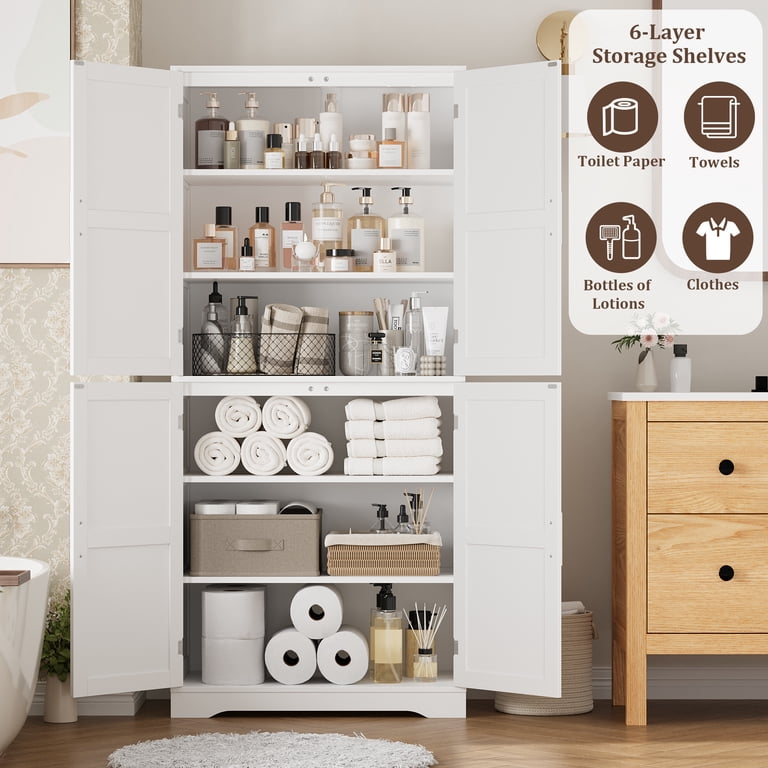 Homfa 71'' Bathroom Cabinet with 6 Storage Shelves, Freestanding