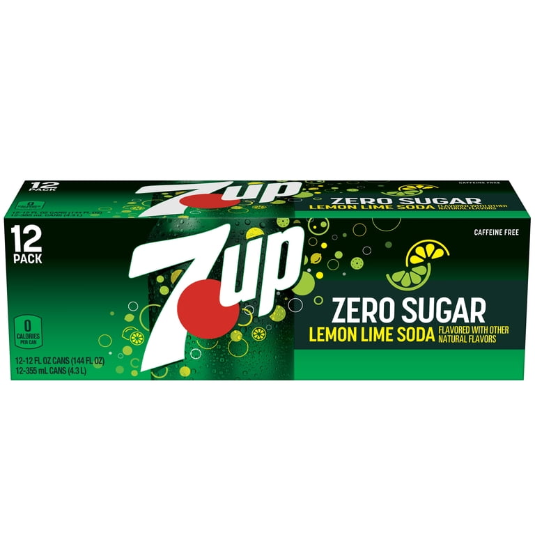 7UP Zero Sugar, Caffeine Free Lemon Lime Soda, 12 fl oz, 12 Pack