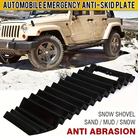 Universal Anti-Slip Traction Pads - 2pcs Heavy-Duty Rubber for Sand/Mud/Snow Escape, Heat-Resistant for Cars Trucks SUVs