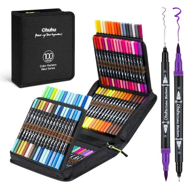Ohuhu 100 Colores Marcadores con Doble Punta: Pincel y Fino