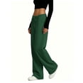 thumbnail image 4 of Resicozy Womens Wide Leg Sweatpants Drawstring Waist Straight Long Pants Casual Loose Baggy Workout Sweatpants with Pockets Dark Green 2XL, 4 of 4