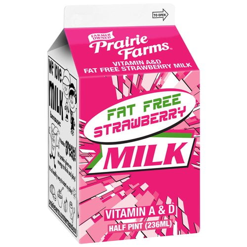 Prairie Farms Fat Free Strawberry Milk 0 5 Pt Walmart Com Walmart Com