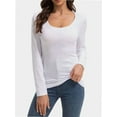 thumbnail image 5 of Womens Long Sleeve Scoop Neck Tops Casual Slim Fitted Basic Shirts, 5 of 5
