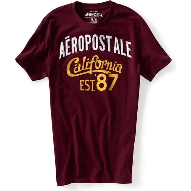 Aeropostale Hombre California Est. Camiseta gráfica 87, roja, talla extra pequeña