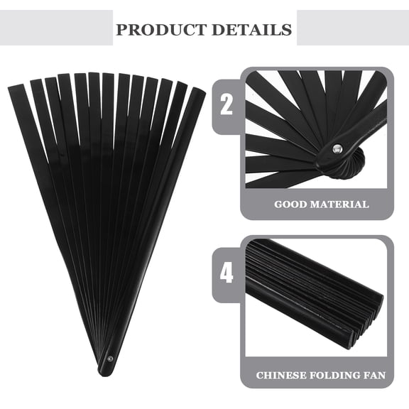 OUNONA Handmade Black Folding Fan Frame with Wooden Ribs for Craft Making