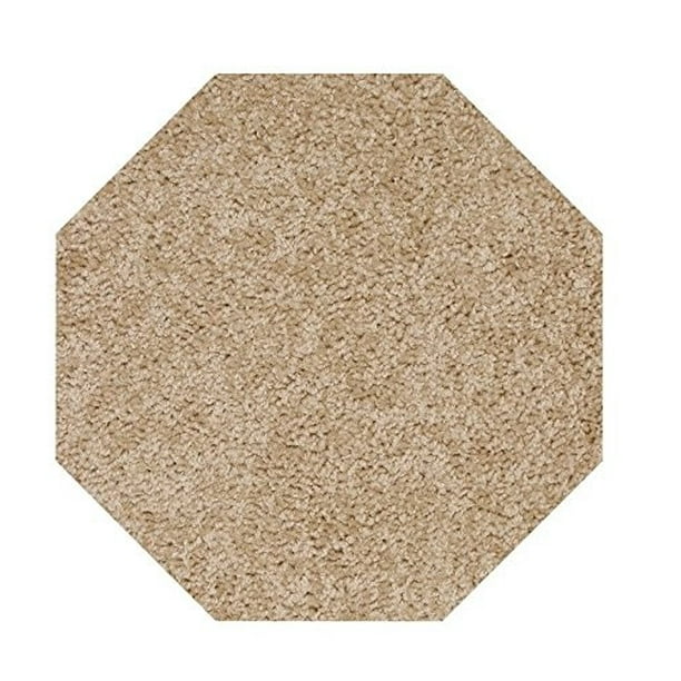 Home Queen Solid Color Octagon Shape Beige 8' Octagon Area Rug