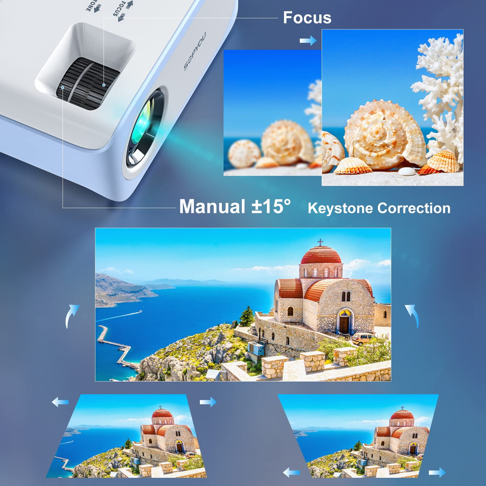 Mini Projector, Native 1080P Full HD 9000L Movie Projector 4K Supported, Video Mini Portable Projector for HDMI, USB, Laptop, TV Stick, PS5, IOS & Android, U Disk