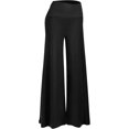 thumbnail image 1 of Pantalones de salón anchos y elásticos para mujer, color negro, talla L, 1 of 4