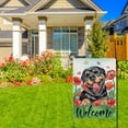 thumbnail image 6 of Welcome Spring Summer Rottweiler Dog Decorative Garden Flag, Puppy Red Poppy Flower Floral Yard Outside Home Decorations, Butterfly Seasonal Burlap Outdoor Small Decor Double Sided 12 x 18, 6 of 6