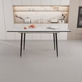 thumbnail image 6 of Extendable Modern Dining Table Set with Grey Linen Chairs - 47 to 63 Inch Adjustable MDF Table for 2-6 People, White Metal Base & Contemporary 4-Piece Seating, 6 of 9