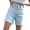 Blue, variant on AJGRHE Jean Shorts for Women Trendy High Waisted Stretchy Denim Summer Raw Hem Mom Long Shorts Cutoff Jorts Pink XS