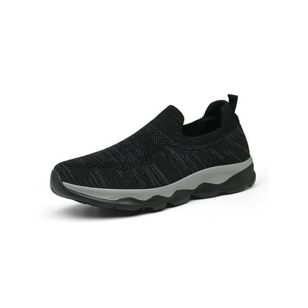 

Colisha Mens Athletic Shoes Slip On Casual Walking Shoe Striped Sneakers Sport Lightweight Hiking Sneaker Fitness Workout Trainers Black 8.5